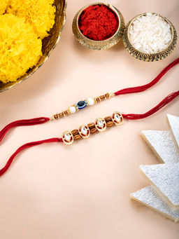 Peora - Evil Eye Rakhis For Brother With Roli Chawal & Greeting Card (Pack of 3)