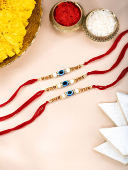 Peora - Evil Eye Rakhis For Brother Rakhis With Roli Chawal & Greeting Card (Pack of 4)