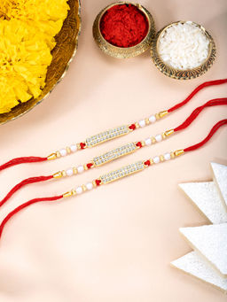 Peora - Rakhis For Brother With Roli Chawal & Greeting Card (Pack of 4)