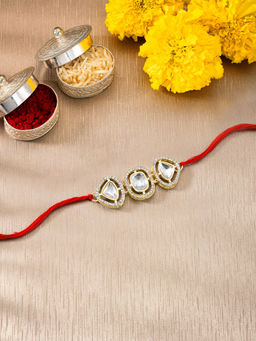 Peora - Cz Studded Rakhi For Brother Bhaiya With Roli Chawal & Greeting Card