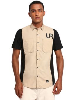 Lee - Men Beige Solid Slim Fit Shirt