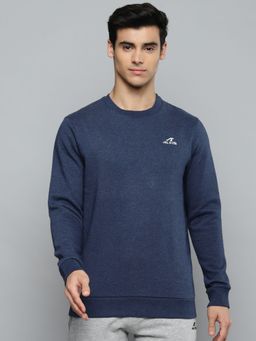 Alcis - Men Navy Blue Solid Cotton Sweatshirt