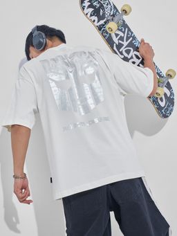 HIGHLANDER - Transformer Off White Round Neck Oversized Graphic T-Shirt