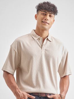 HIGHLANDER - Men Cream Oversized Polo T-Shirt