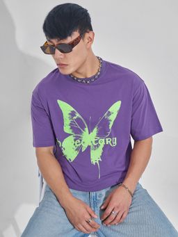 HIGHLANDER - Men Purple Round Neck Relaxed T-Shirt