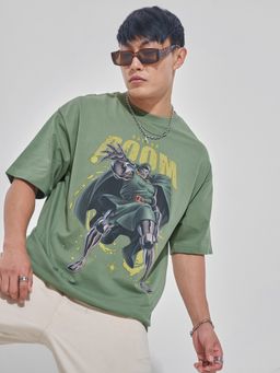 HIGHLANDER - Marvel Doctor Doom Green Round Neck Oversized Graphic T-Shirt