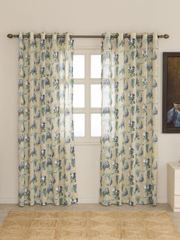 The Home Story - Sheer Curtains Linen Textured With Eyelets & Tieback Beige
