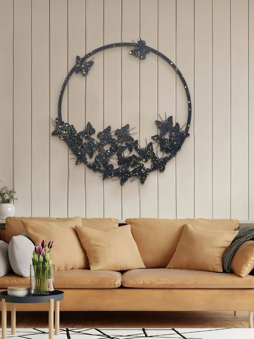 Metalsmith Decorative Butterfly Design Wall Art For Living Room, Bedroom (Black)