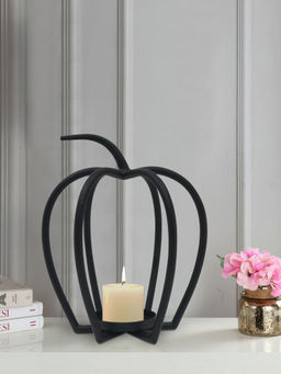 Metalsmith - Decorative Pumpkin-Shaped Candle Holder Black