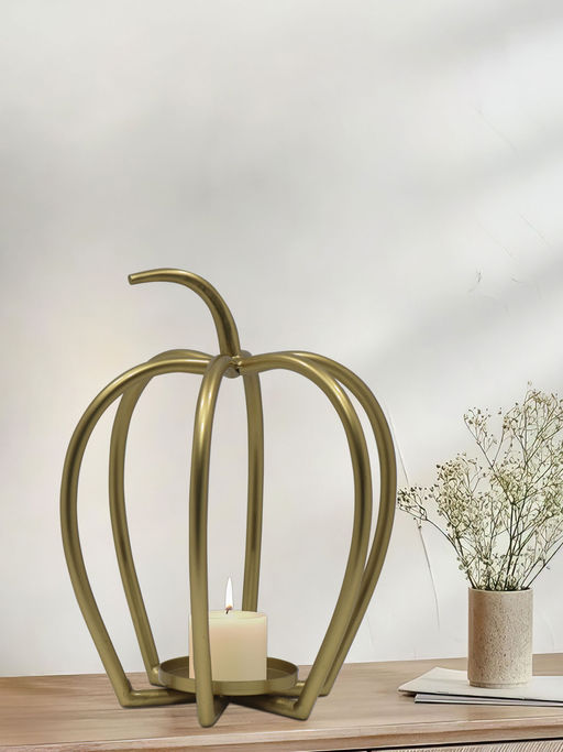 Metalsmith Decorative Pumpkin-Shaped Candle Holder Gold