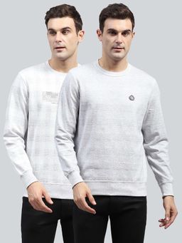 Monte Carlo - Men Checkered Off White Round Neck Full Sleeve T-Shirt (Pack of 2)