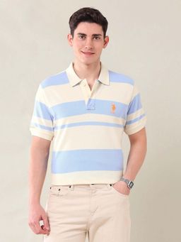 U.S. POLO ASSN. - Stripes Blue Half Sleeves Polo T-Shirt