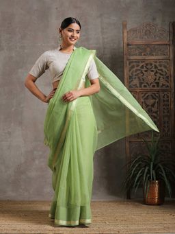 Triyah - Henna Kota Doria Saree without Blouse