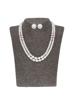 Sri Jagdamba Pearls - 2 Line Button Pearl Necklace Set