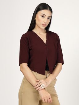 Style Quotient - Women Maroon Knit Shrug