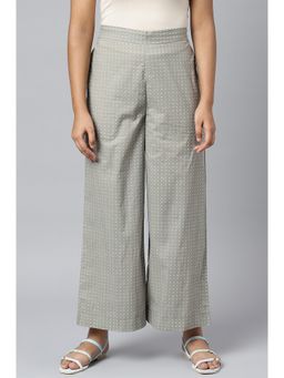 Aurelia - Grey Printed Straight Palazzo