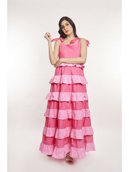 How When Wear - Tiered Contrast Maxi Dress