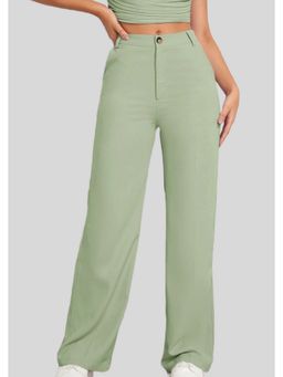 Fnocks - Women's Wide Leg Green Casual Trouser