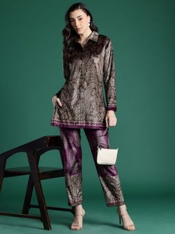 CAYMAN - Olive Floral Woven Design Woollen Co-Ord Set