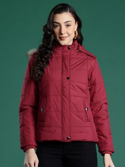 CAYMAN - Women's Solid Lightweight Faux Fur Trim Hooded Parka Jacket