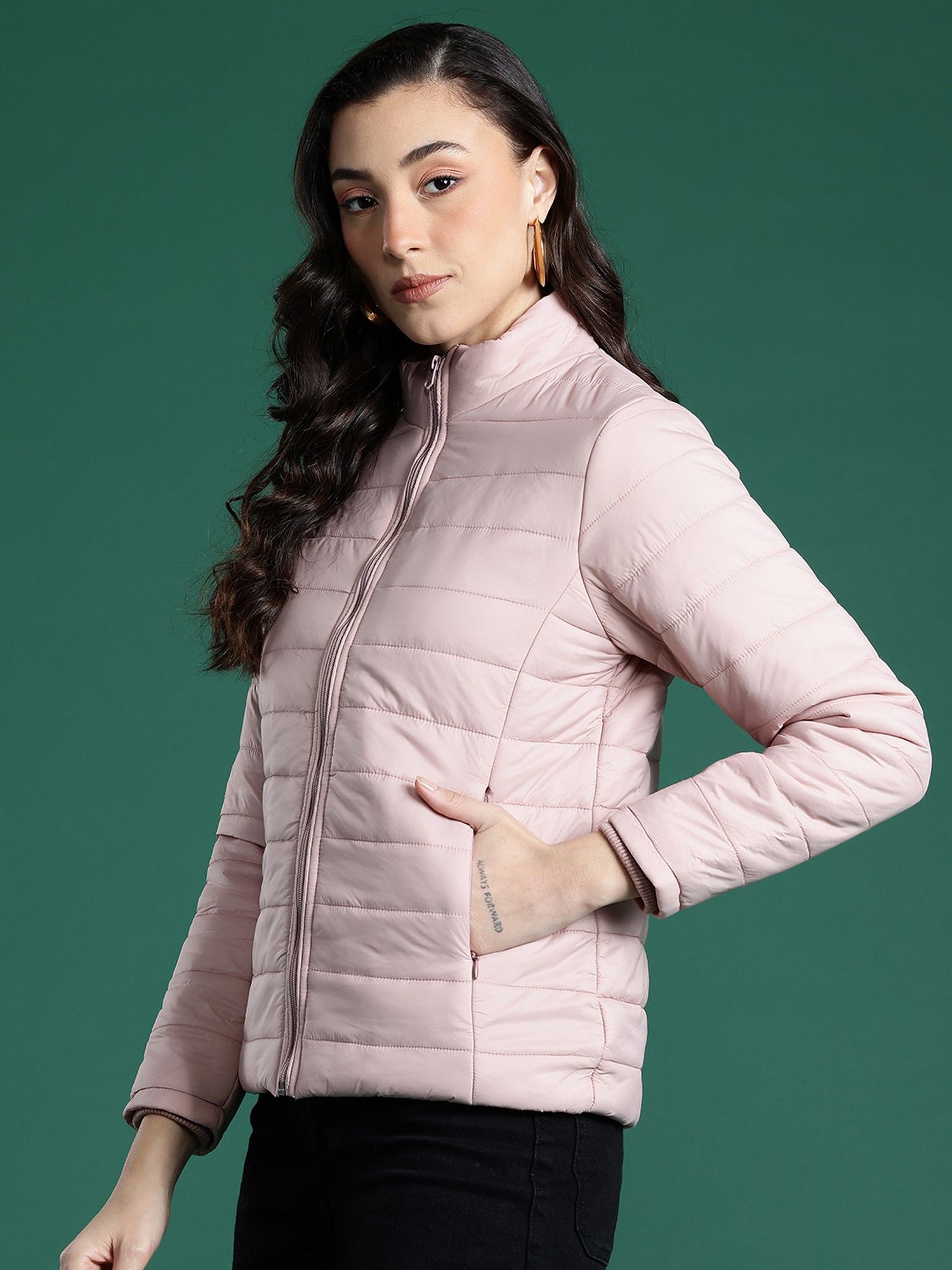 cayman Women's Solid Lightweight Stand Collar Puffer Jacket-picture-24
