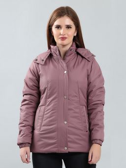 SPIRIT - Women's Peach Hooded Neck Full Sleeve Jacket
