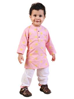 Mama & Peaches - Pink Sun Kurta and Pyjama (Set of 2)