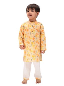 Mama & Peaches - Summer Orange Floral Kurta & Pyjama (Set of 2)
