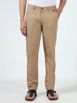 SILISOUL - Khaki Men Linen Blend Regular Fit Trouser