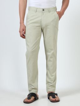 SILISOUL - Olive Men Linen Blend Regular Fit Trouser