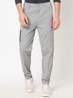 ROOKIES - Grey Breathable Nylon Spandex Slim Fit Utility Pant