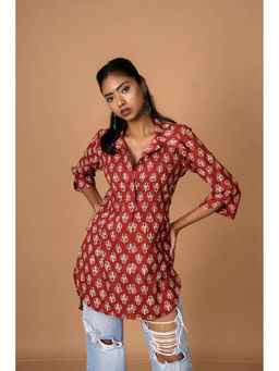 Tanoti - Women Red Printed Short Kurti