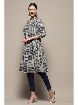 Biba - Midnight Blue Cotton Straight Kurta