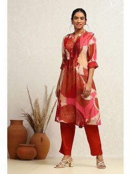 Biba - Pink Georgette Straight Kurta
