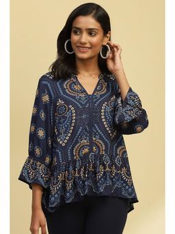 Biba - Blue Rayon Straight Top