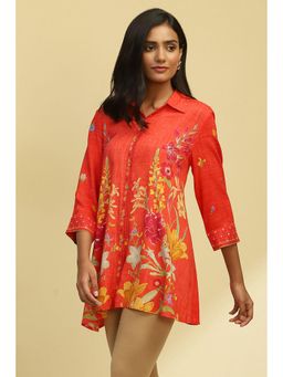 Biba - Coral Rayon Straight Kurti