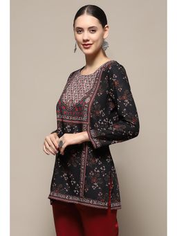 Biba - Black Crepe Straight Kurti