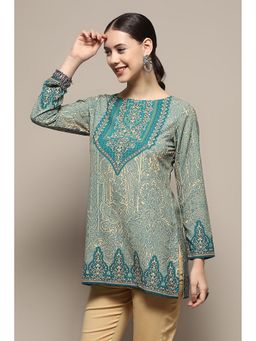 Biba - Green Crepe Straight Kurti