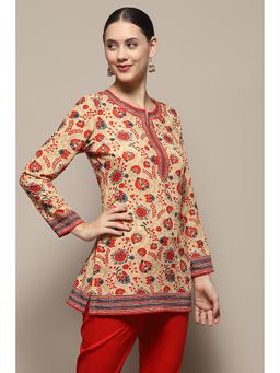 Biba - Ecru Crepe Straight Kurti