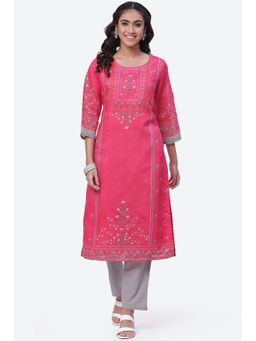 Biba - Fuchsia A-Line Cotton Kurta