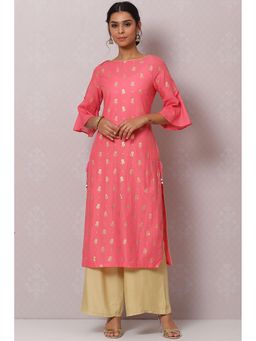 Biba - Pink Straight Cotton Kurta