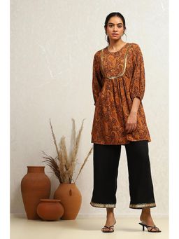 Biba - Mustard Cotton Straight Kurti