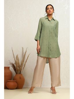 Biba - Sage Green Polyester Straight Kurti