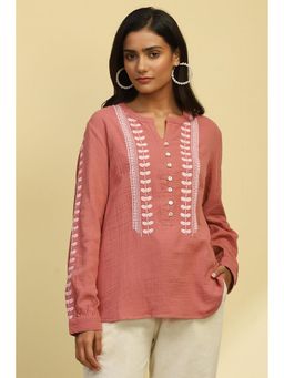 Biba - Dusky Pink Cotton Straight Kurti