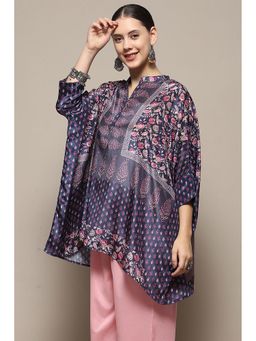 Biba - Blue Chiffon Straight Kaftan