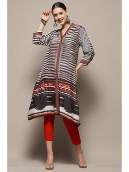 Biba - Black Viscose Blend Straight Kurta