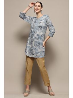 Biba - Blue Rayon Straight Kurti