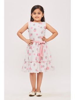 TINY GIRL - Gathers At Bottoms Pink Round Neck Belted Dress