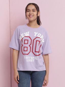 Lil Tomatoes - Lilac Girls Typography Cotton T-Shirt