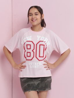 Lil Tomatoes - Pink Girls Typography Cotton T-Shirt